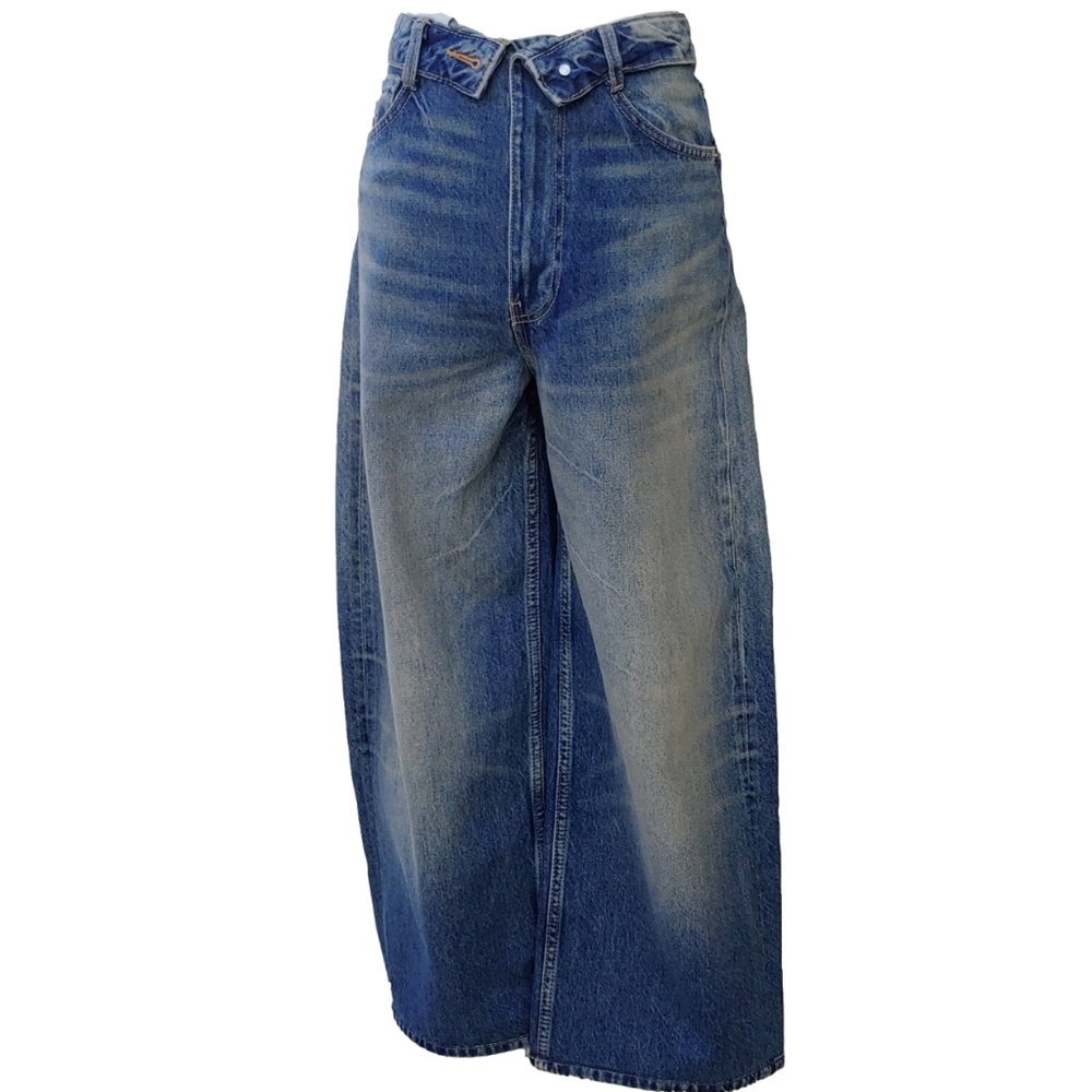 Zara Wide Leg Flare Jeans in Medium Blue Wash